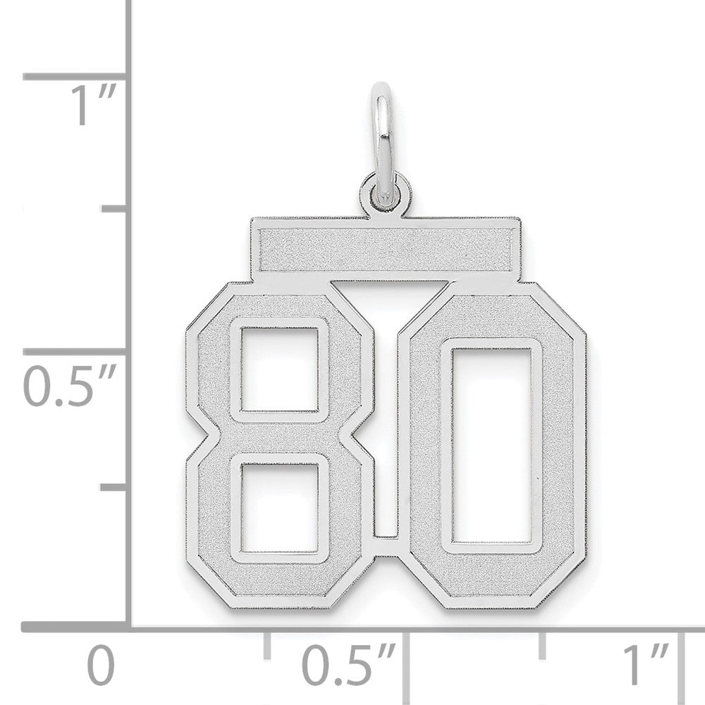 14k White Goldw Medium Satin Number 80 Charm