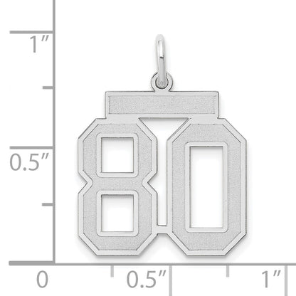 14k White Goldw Medium Satin Number 80 Charm