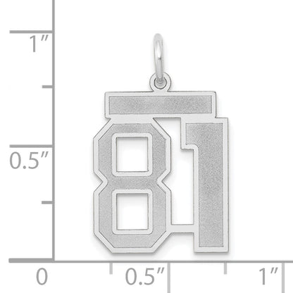 14k White Goldw Medium Satin Number 81 Charm