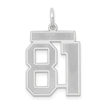 14k White Goldw Medium Satin Number 81 Charm