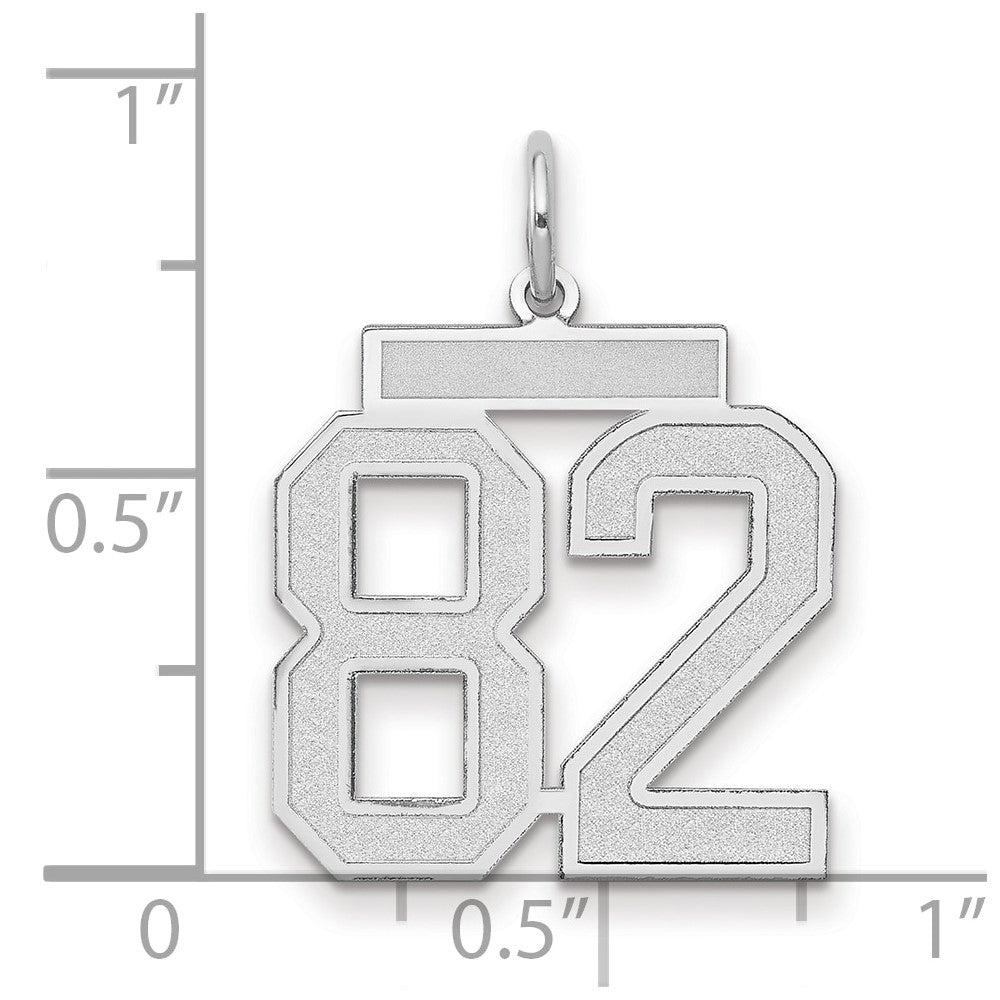 14k White Goldw Medium Satin Number 82 Charm