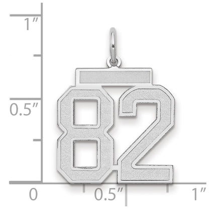 14k White Goldw Medium Satin Number 82 Charm