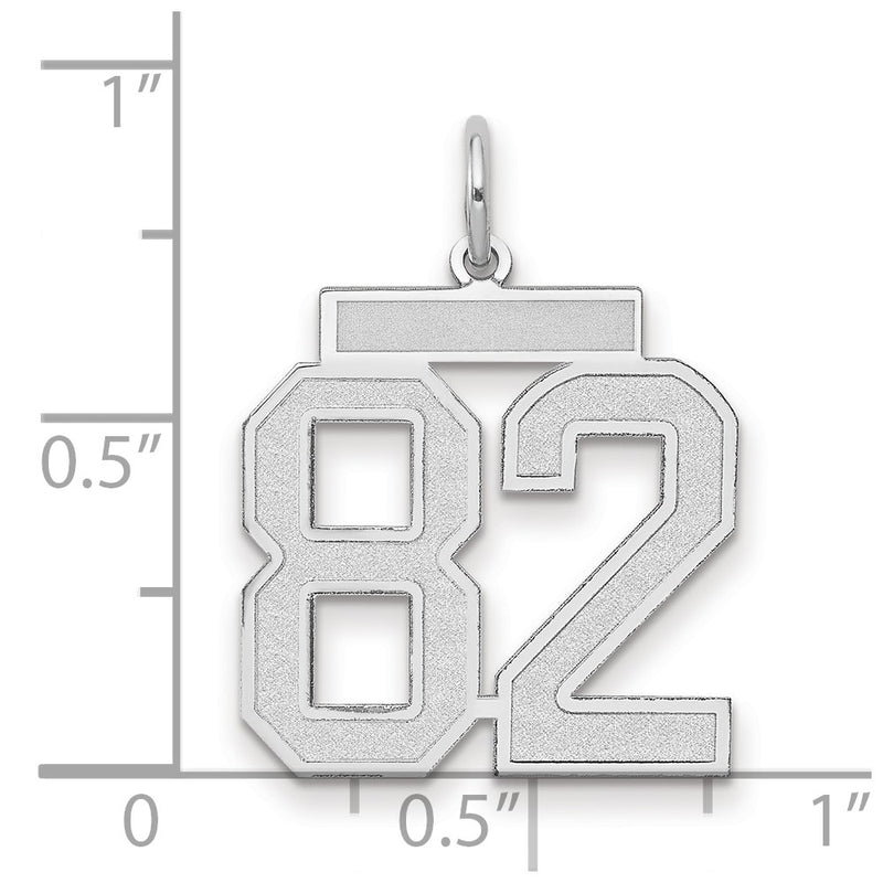 14k White Goldw Medium Satin Number 82 Charm