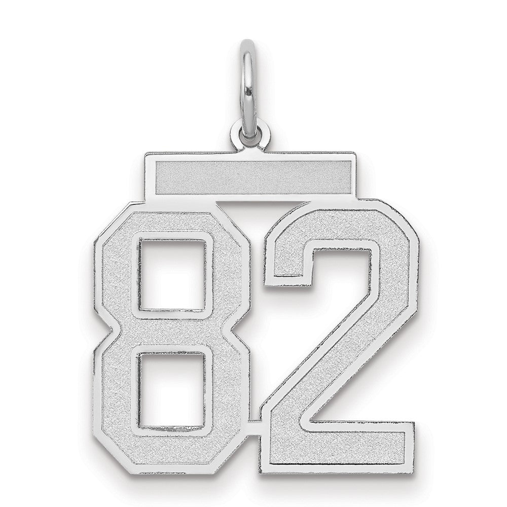 14k White Goldw Medium Satin Number 82 Charm