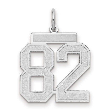 14k White Goldw Medium Satin Number 82 Charm