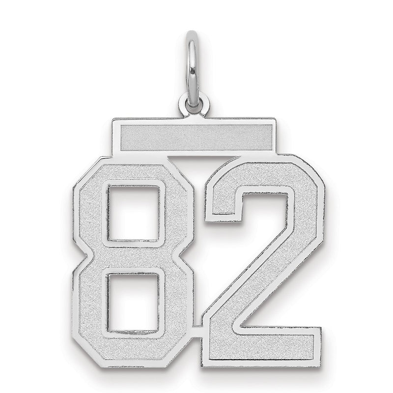 14k White Goldw Medium Satin Number 82 Charm