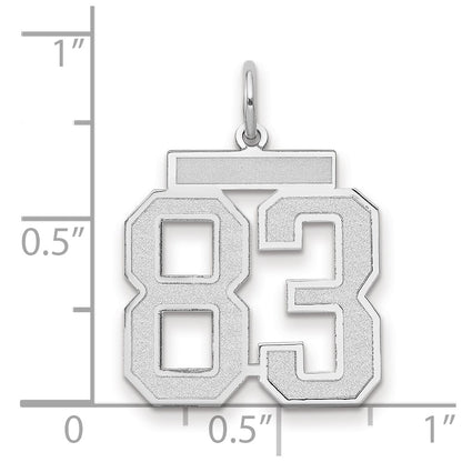 14k White Goldw Medium Satin Number 83 Charm