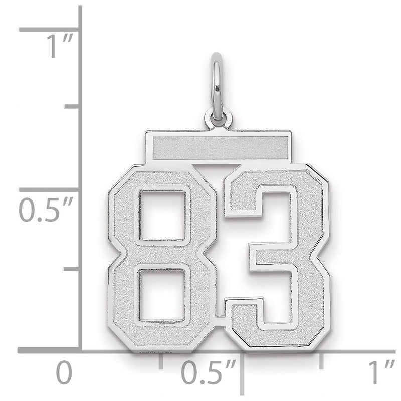 14k White Goldw Medium Satin Number 83 Charm