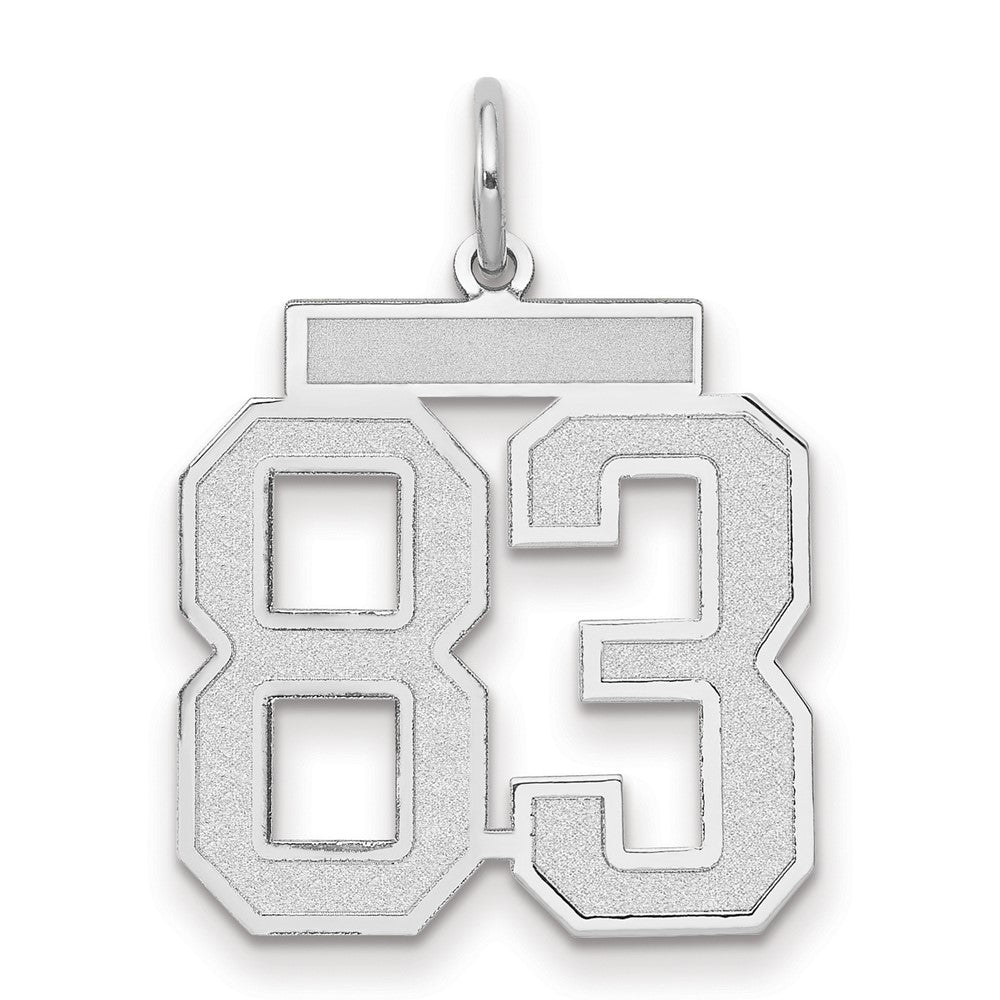 14k White Goldw Medium Satin Number 83 Charm