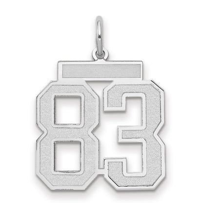 14k White Goldw Medium Satin Number 83 Charm