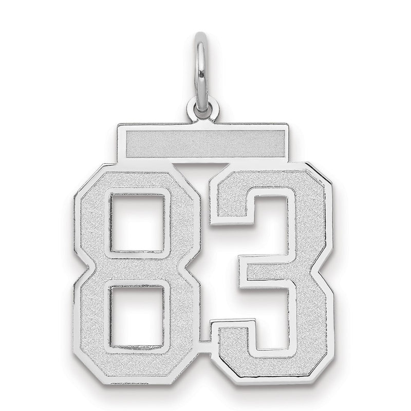 14k White Goldw Medium Satin Number 83 Charm