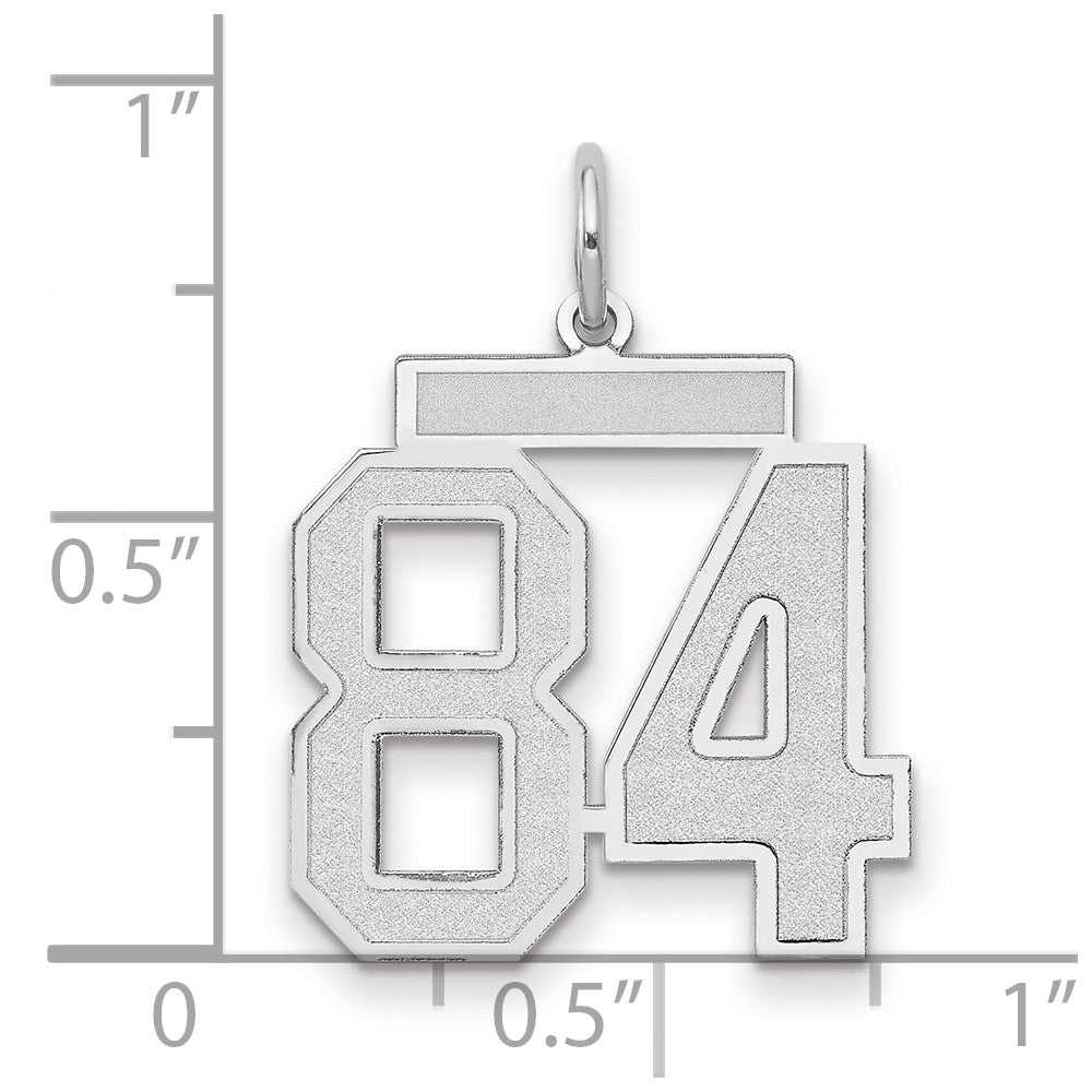 14k White Goldw Medium Satin Number 84 Charm