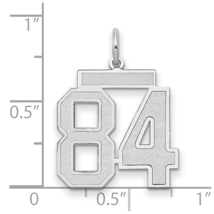 14k White Goldw Medium Satin Number 84 Charm