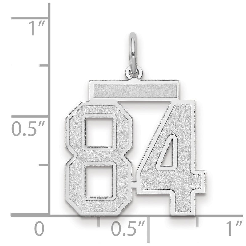 14k White Goldw Medium Satin Number 84 Charm