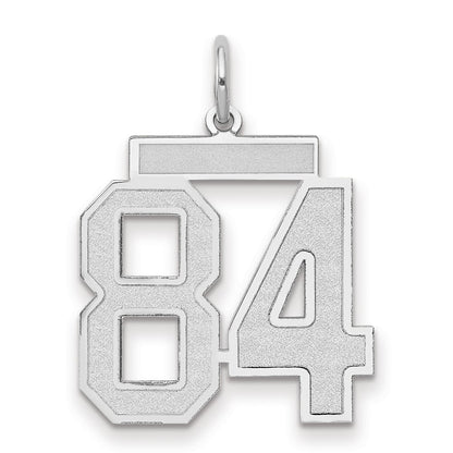14k White Goldw Medium Satin Number 84 Charm