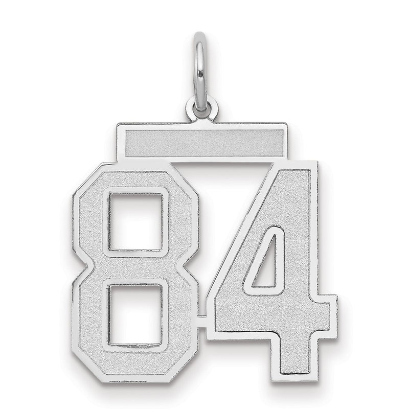14k White Goldw Medium Satin Number 84 Charm