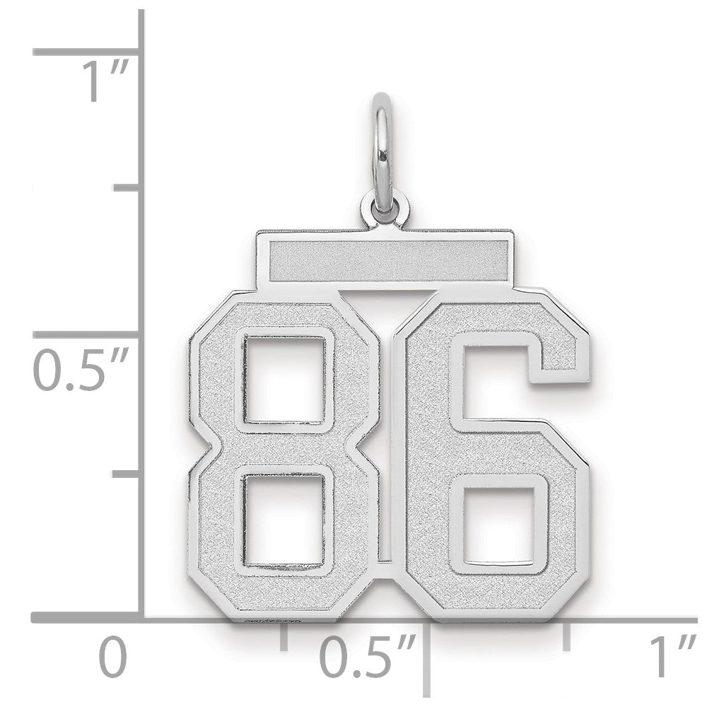 14k White Goldw Medium Satin Number 86 Charm