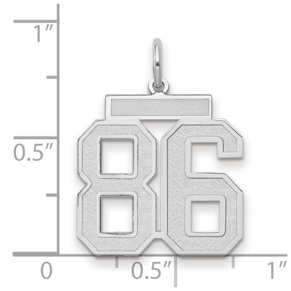 14k White Goldw Medium Satin Number 86 Charm