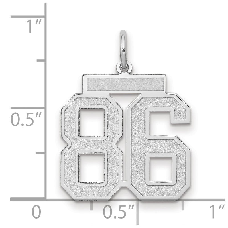 14k White Goldw Medium Satin Number 86 Charm