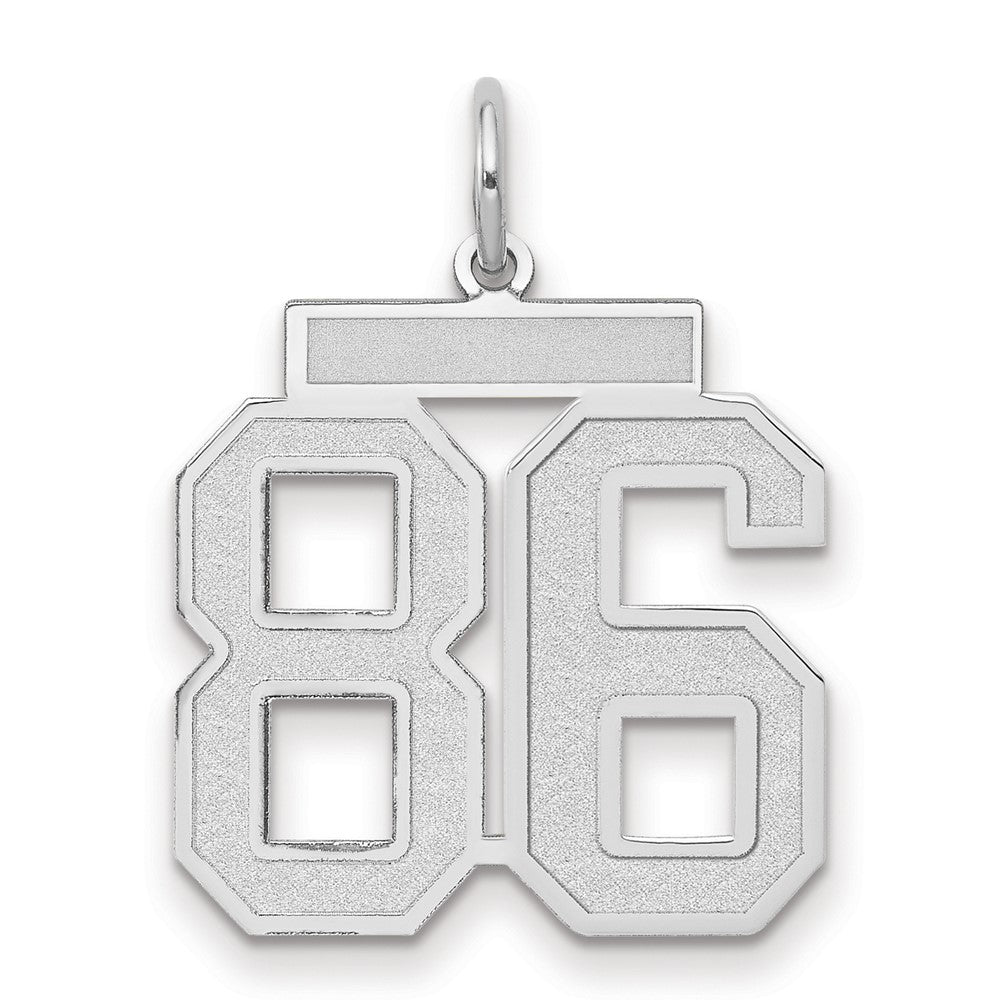 14k White Goldw Medium Satin Number 86 Charm