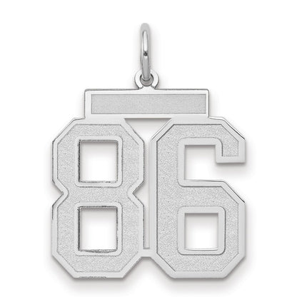 14k White Goldw Medium Satin Number 86 Charm
