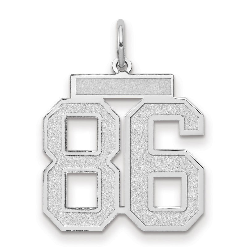 14k White Goldw Medium Satin Number 86 Charm