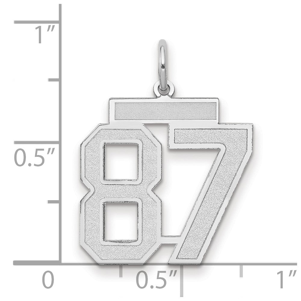 14k White Goldw Medium Satin Number 87 Charm