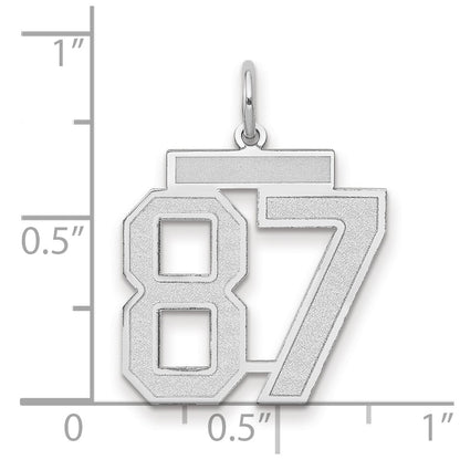 14k White Goldw Medium Satin Number 87 Charm