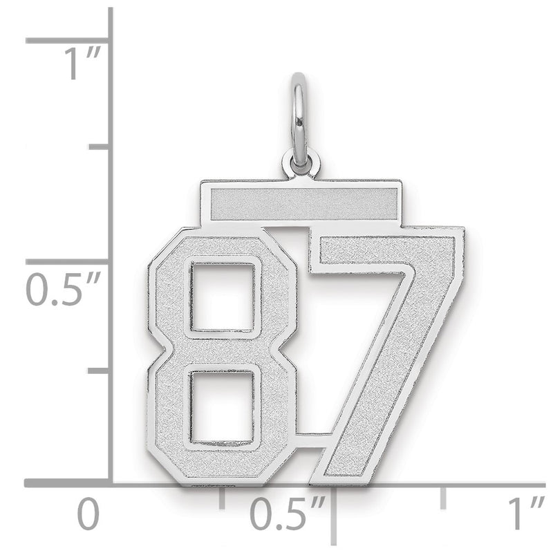 14k White Goldw Medium Satin Number 87 Charm