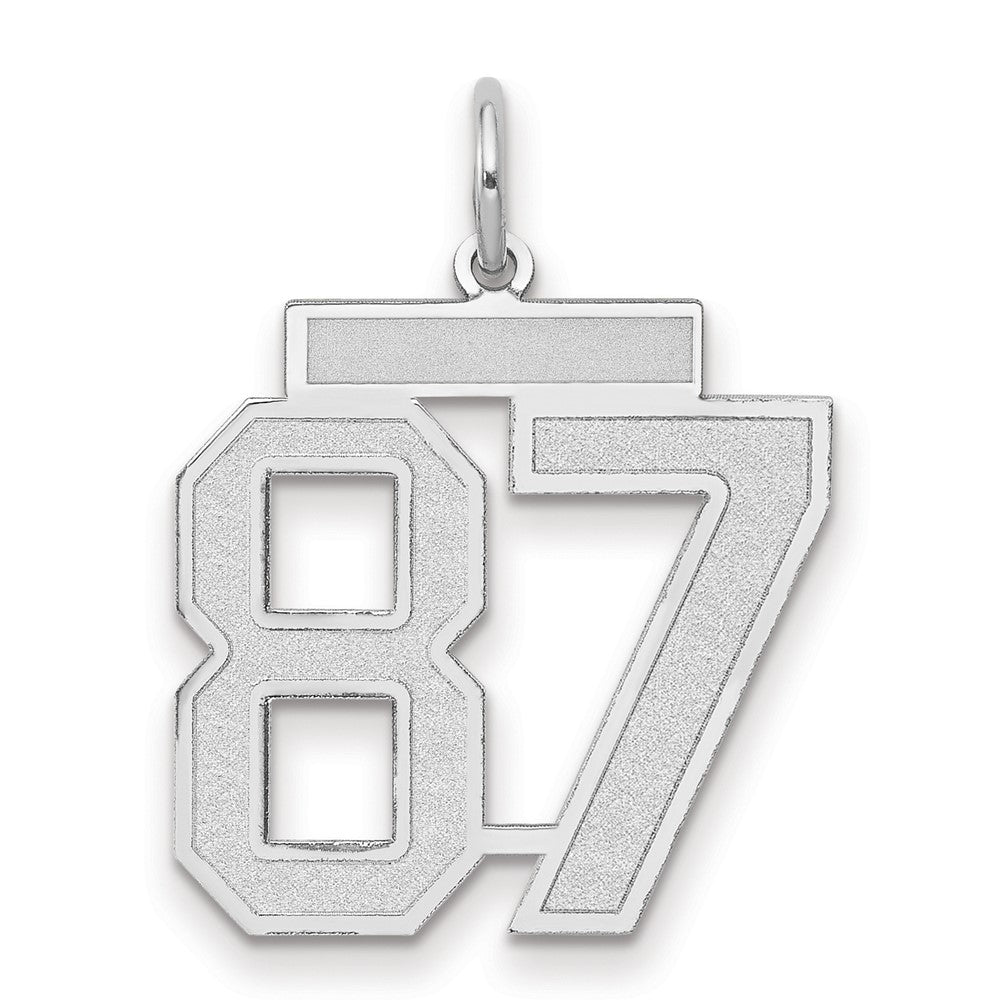 14k White Goldw Medium Satin Number 87 Charm