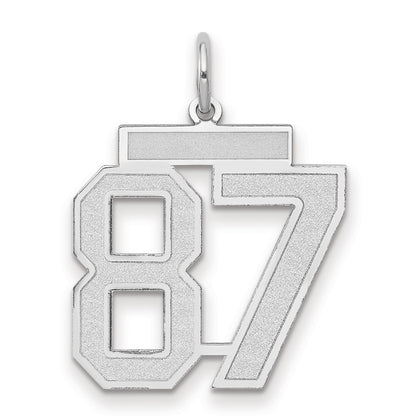 14k White Goldw Medium Satin Number 87 Charm