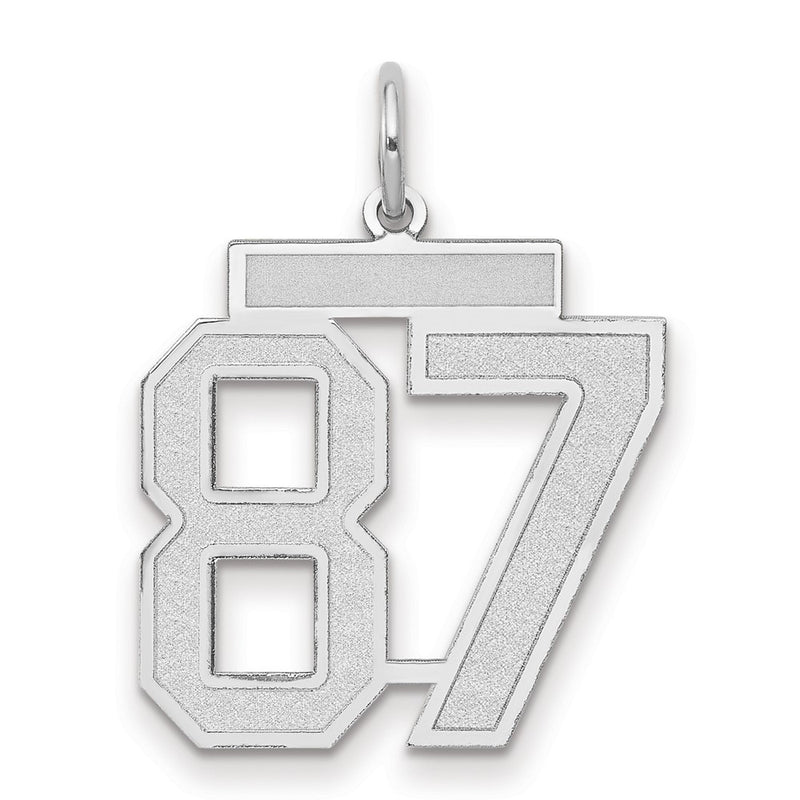 14k White Goldw Medium Satin Number 87 Charm
