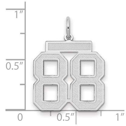 14k White Goldw Medium Satin Number 88 Charm