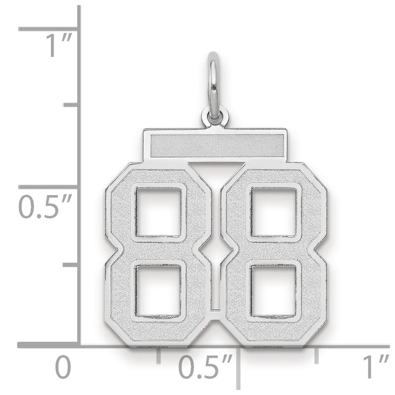 14k White Goldw Medium Satin Number 88 Charm