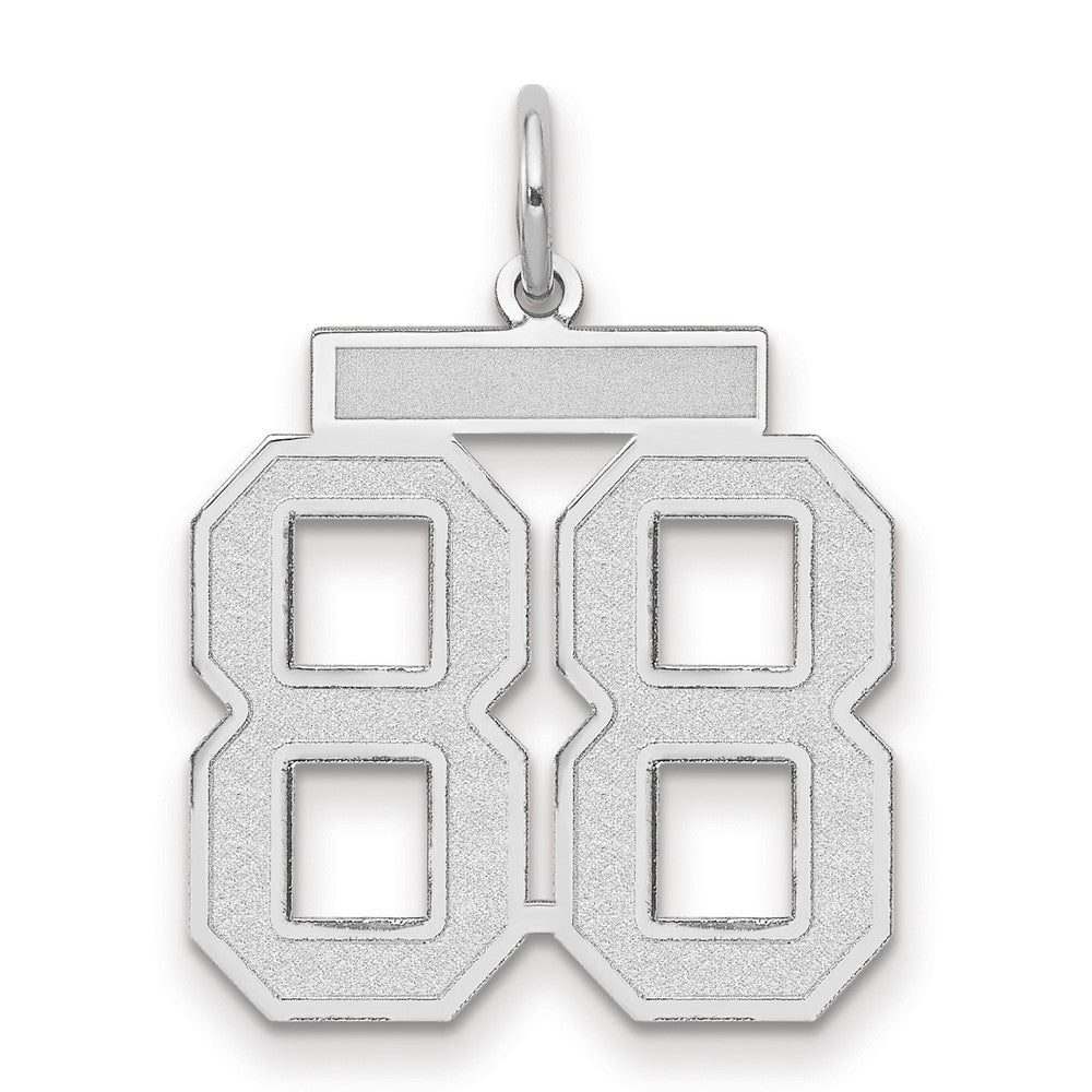 14k White Goldw Medium Satin Number 88 Charm