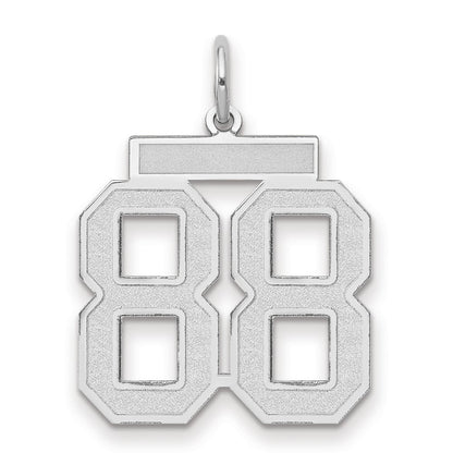 14k White Goldw Medium Satin Number 88 Charm