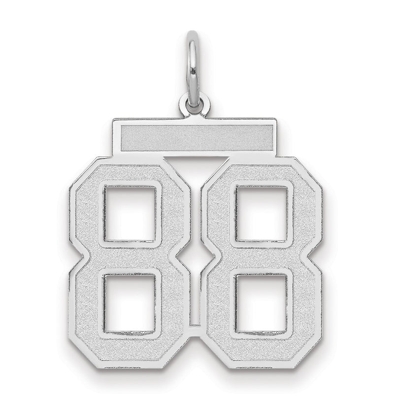 14k White Goldw Medium Satin Number 88 Charm