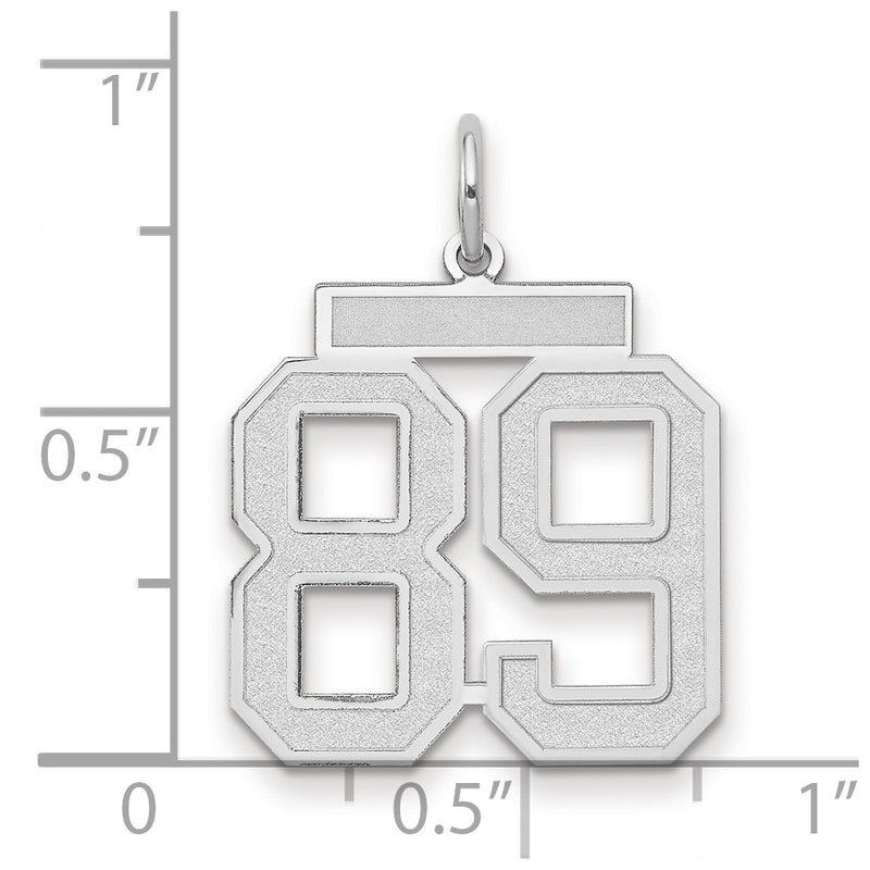 14k White Goldw Medium Satin Number 89 Charm