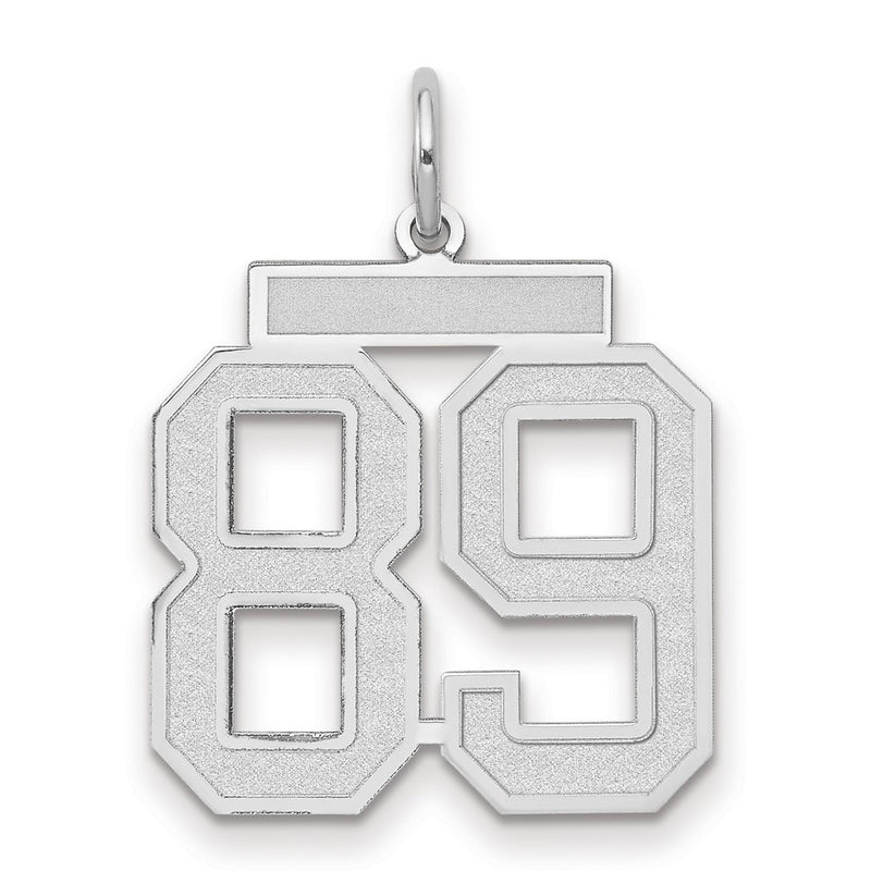14k White Goldw Medium Satin Number 89 Charm