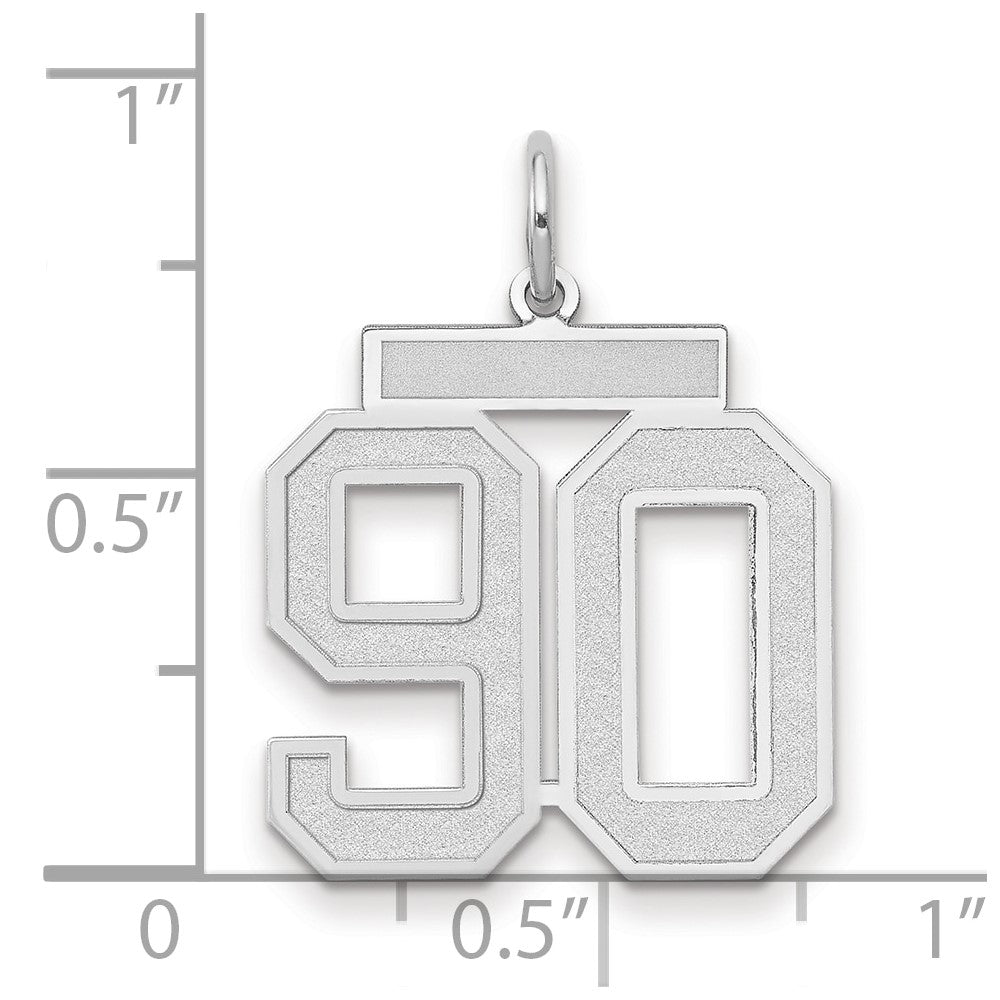 14k White Goldw Medium Satin Number 90 Charm