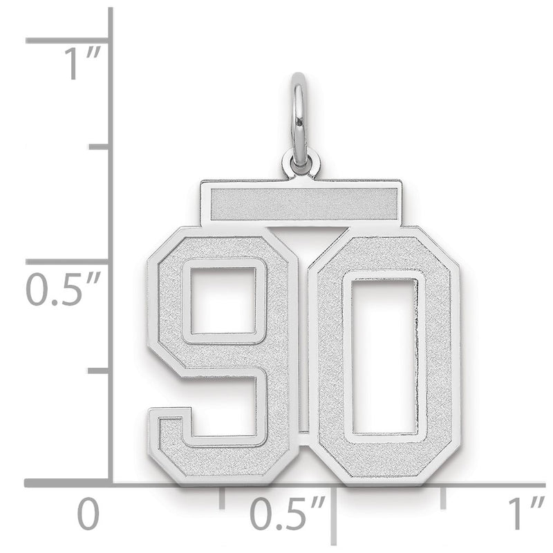 14k White Goldw Medium Satin Number 90 Charm