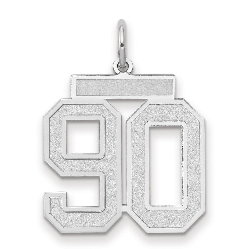 14k White Goldw Medium Satin Number 90 Charm