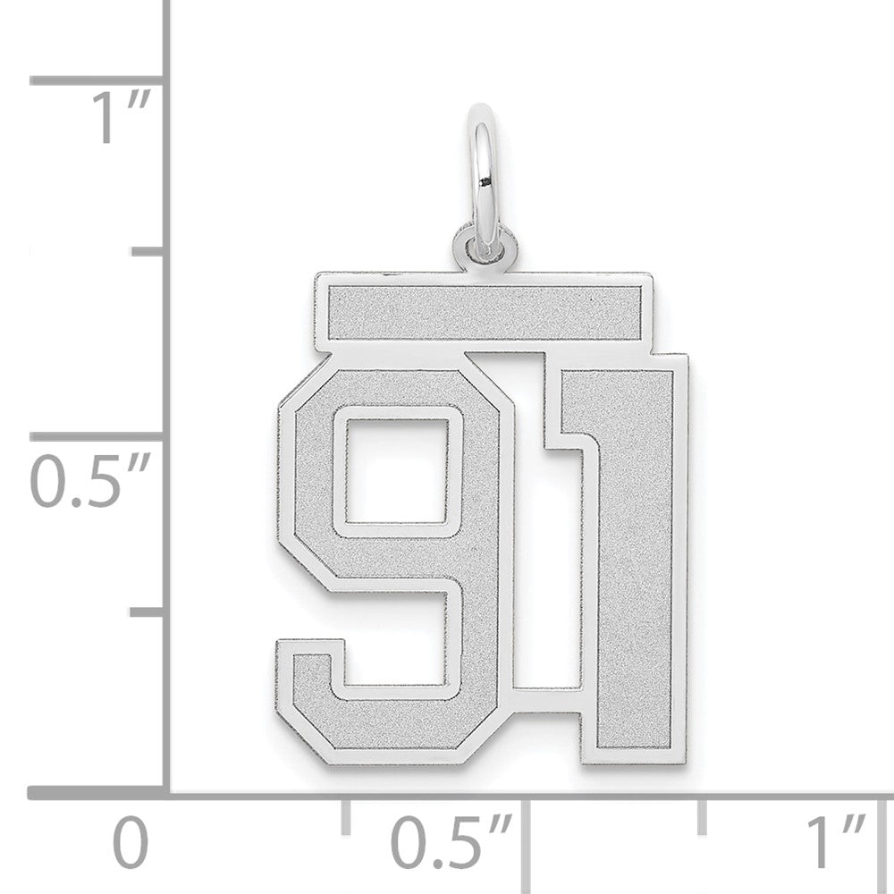14k White Goldw Medium Satin Number 91 Charm