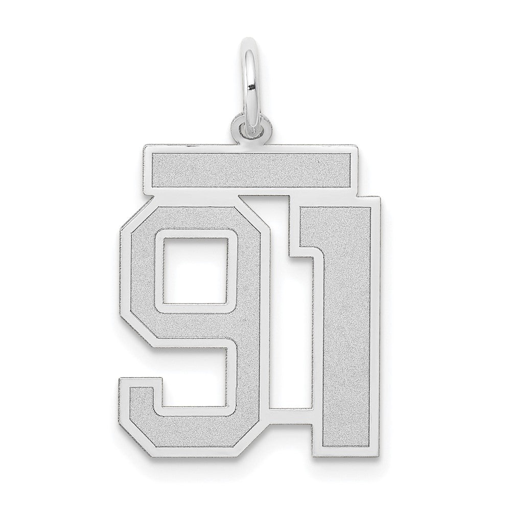 14k White Goldw Medium Satin Number 91 Charm