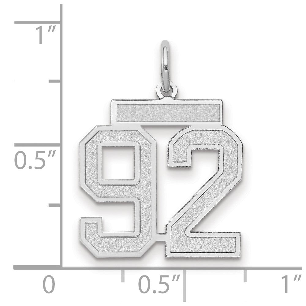 14k White Goldw Medium Satin Number 92 Charm
