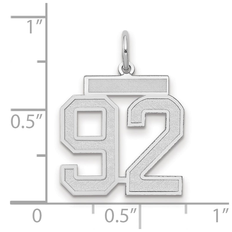 14k White Goldw Medium Satin Number 92 Charm