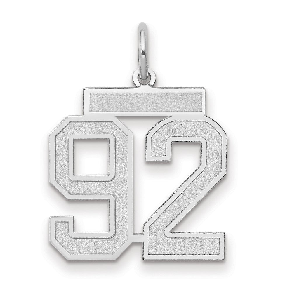14k White Goldw Medium Satin Number 92 Charm