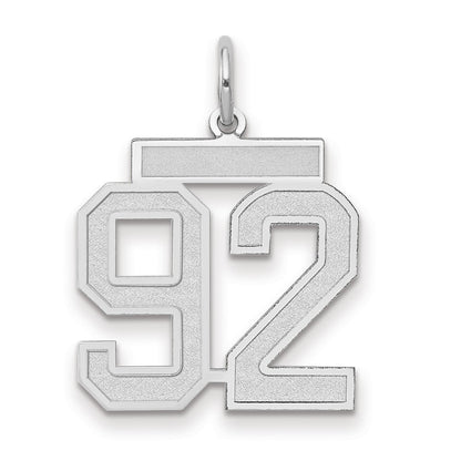 14k White Goldw Medium Satin Number 92 Charm