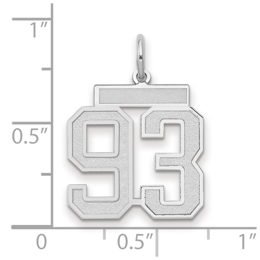 14k White Goldw Medium Satin Number 93 Charm