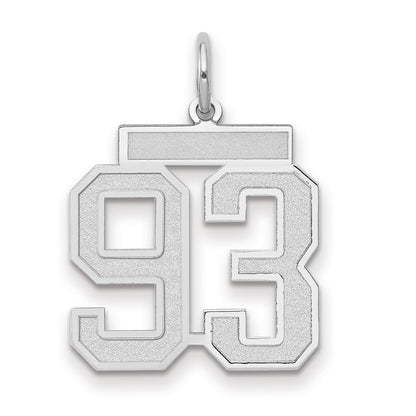 14k White Goldw Medium Satin Number 93 Charm